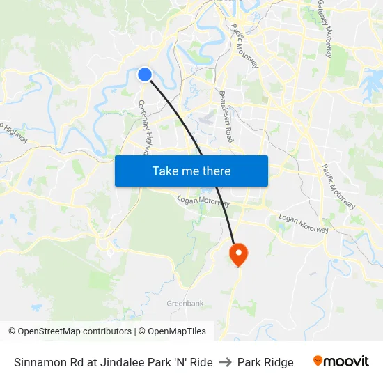 Sinnamon Rd at Jindalee Park 'N' Ride to Park Ridge map