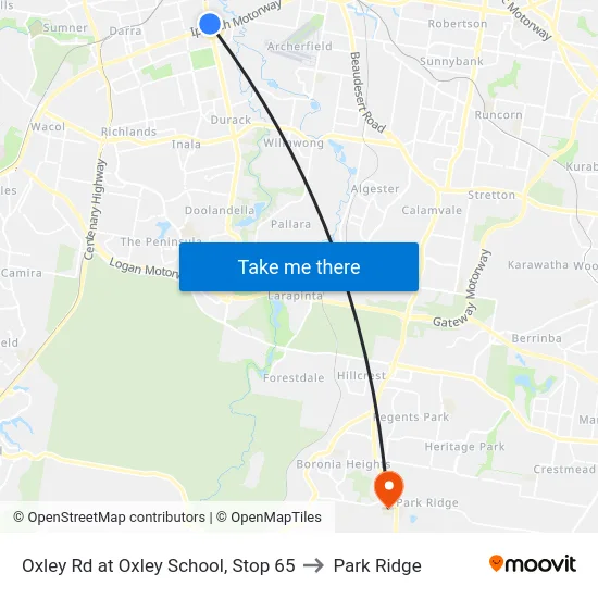 Oxley Rd at Oxley School, Stop 65 to Park Ridge map