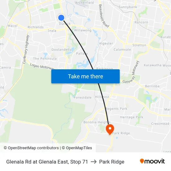 Glenala Rd at Glenala East, Stop 71 to Park Ridge map