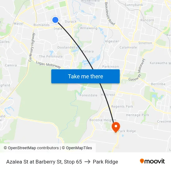 Azalea St at Barberry St, Stop 65 to Park Ridge map