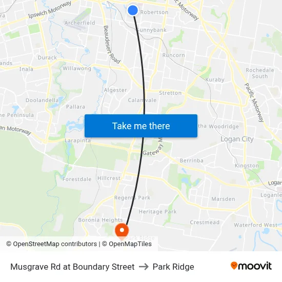 Musgrave Rd at Boundary Street to Park Ridge map