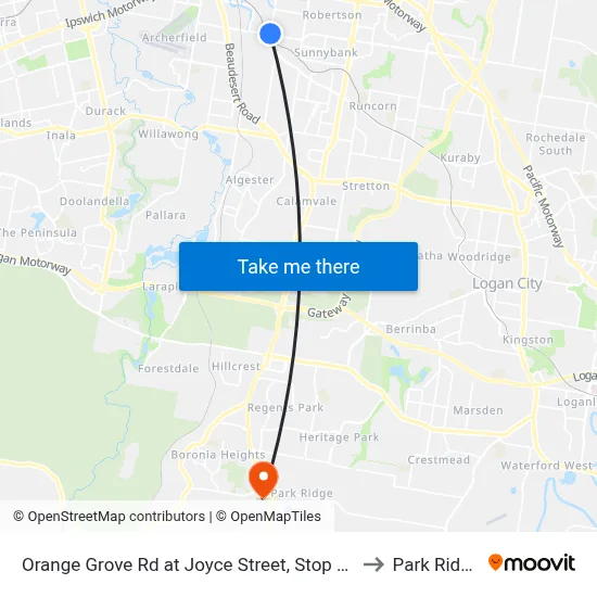 Orange Grove Rd at Joyce Street, Stop 57 to Park Ridge map