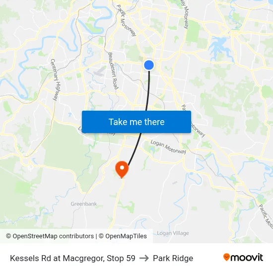 Kessels Rd at Macgregor, Stop 59 to Park Ridge map