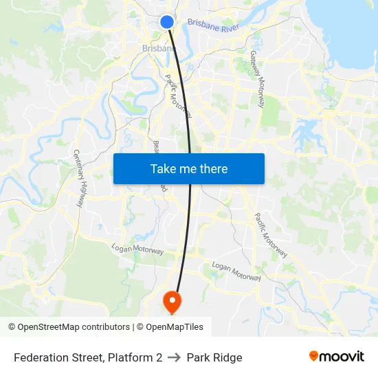 Federation Street, Platform 2 to Park Ridge map