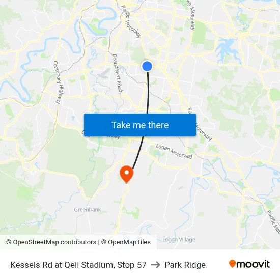Kessels Rd at Qeii Stadium, Stop 57 to Park Ridge map