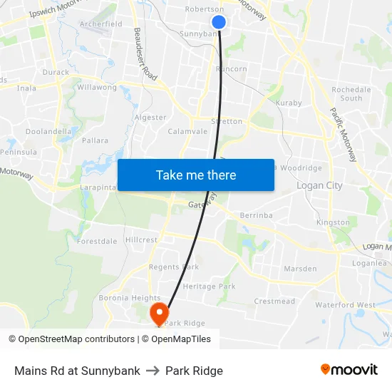 Mains Rd at Sunnybank to Park Ridge map