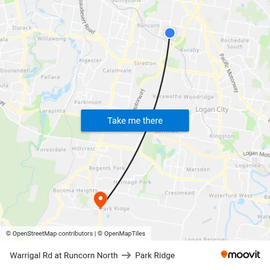 Warrigal Rd at Runcorn North to Park Ridge map