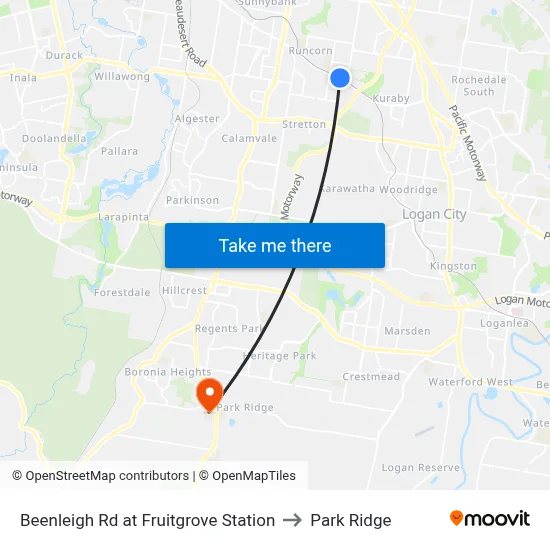 Beenleigh Rd at Fruitgrove Station to Park Ridge map