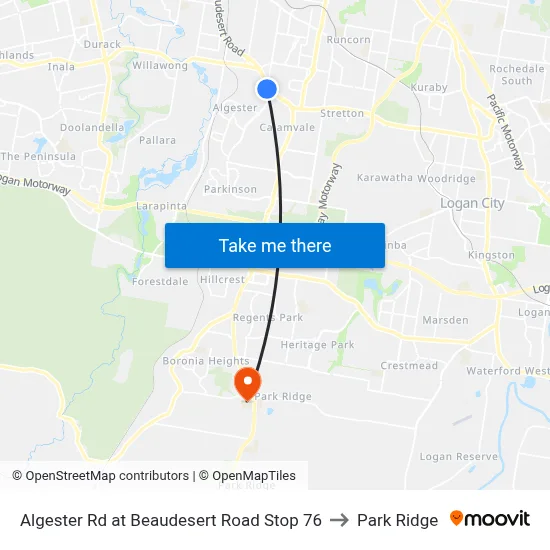Algester Rd at Beaudesert Road Stop 76 to Park Ridge map