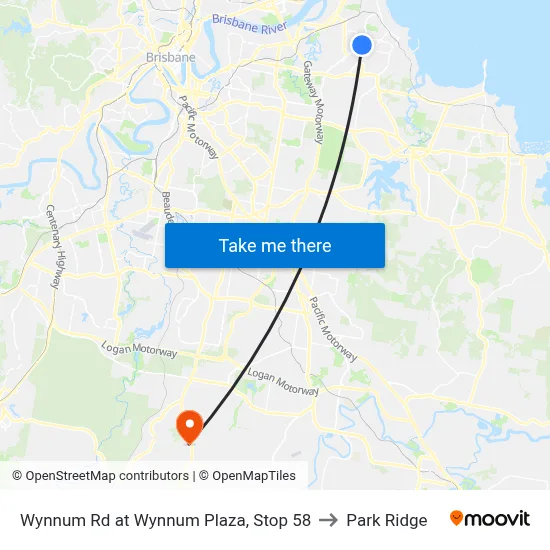 Wynnum Rd at Wynnum Plaza, Stop 58 to Park Ridge map