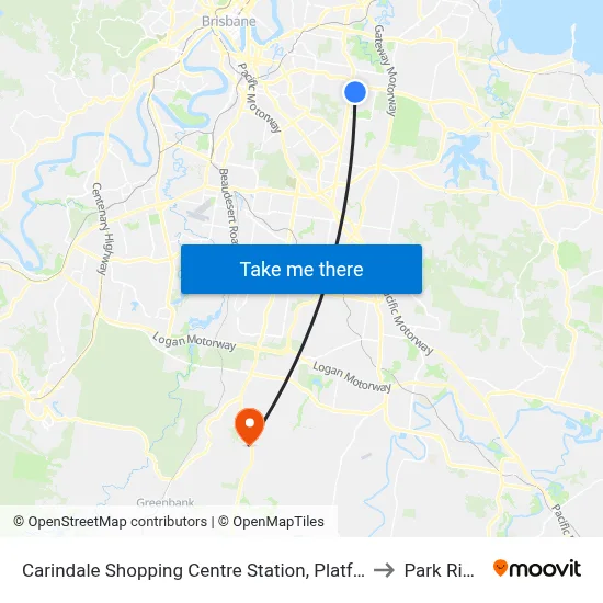 Carindale Shopping Centre Station, Platform E to Park Ridge map