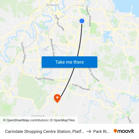 Carindale Shopping Centre Station, Platform G to Park Ridge map