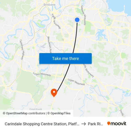 Carindale Shopping Centre Station, Platform H to Park Ridge map