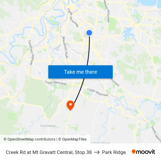 Creek Rd at Mt Gravatt Central, Stop 38 to Park Ridge map