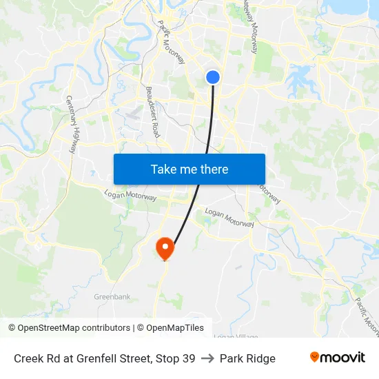 Creek Rd at Grenfell Street, Stop 39 to Park Ridge map