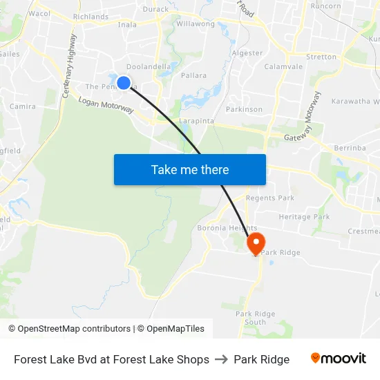 Forest Lake Bvd at Forest Lake Shops to Park Ridge map
