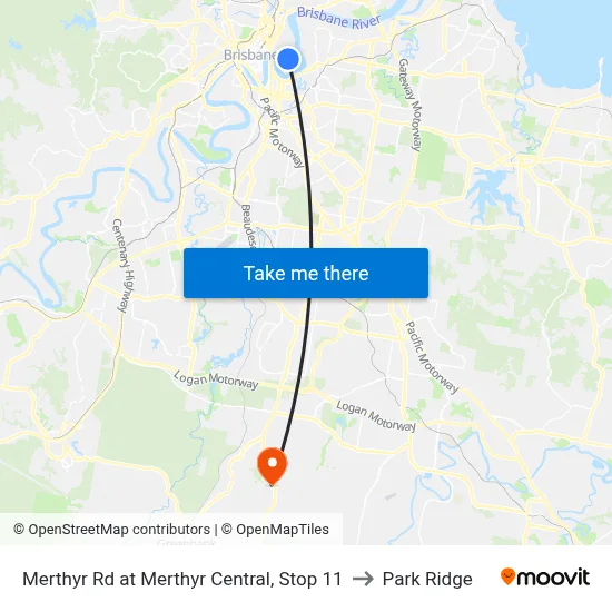 Merthyr Rd at Merthyr Central, Stop 11 to Park Ridge map