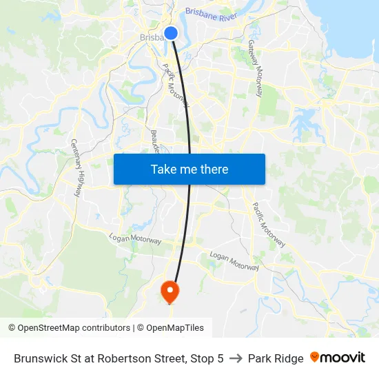 Brunswick St at Robertson Street, Stop 5 to Park Ridge map