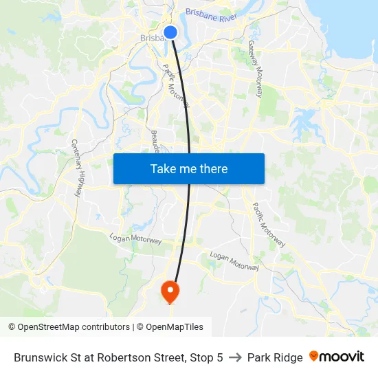 Brunswick St at Robertson Street, Stop 5 to Park Ridge map