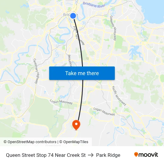 Queen Street Stop 74 Near Creek St to Park Ridge map