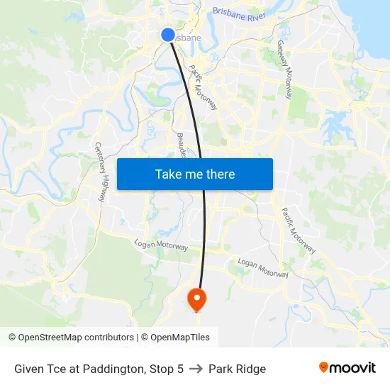 Given Tce at Paddington, Stop 5 to Park Ridge map