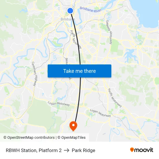 RBWH Station, Platform 2 to Park Ridge map