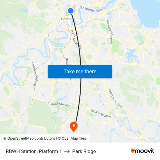 RBWH Station, Platform 1 to Park Ridge map