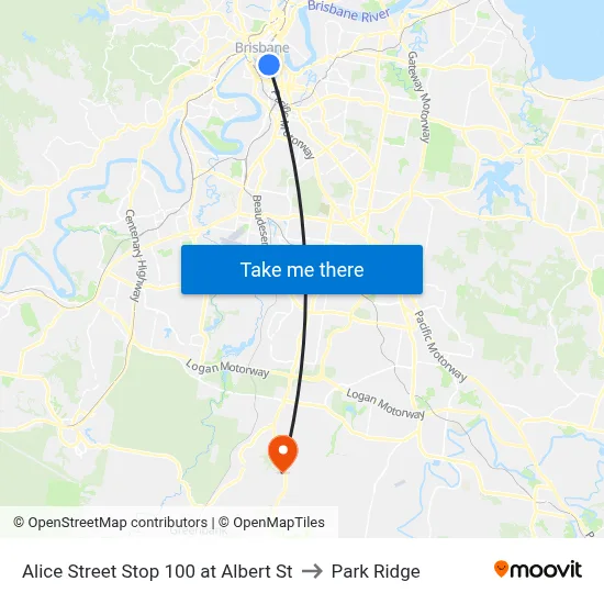 Alice Street Stop 100 at Albert St to Park Ridge map