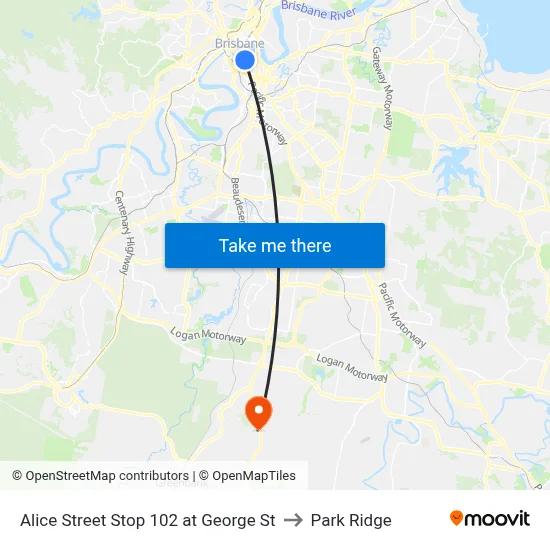 Alice Street Stop 102 at George St to Park Ridge map