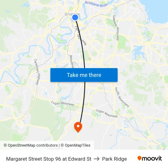 Margaret Street Stop 96 at Edward St to Park Ridge map