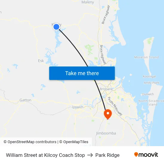 William Street at Kilcoy Coach Stop to Park Ridge map
