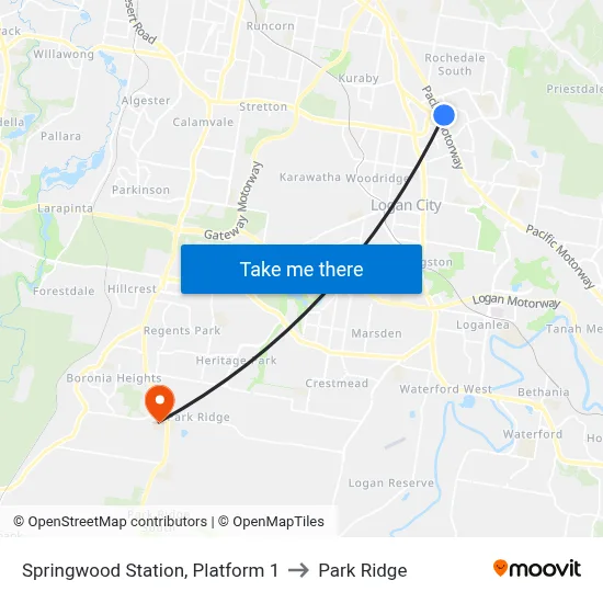 Springwood Station, Platform 1 to Park Ridge map
