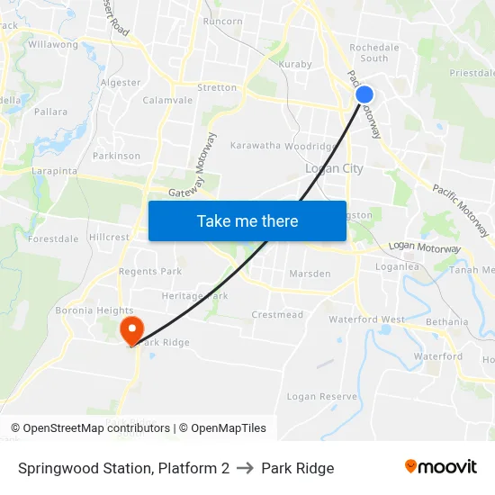 Springwood Station, Platform 2 to Park Ridge map