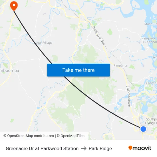 Greenacre Dr at Parkwood Station to Park Ridge map
