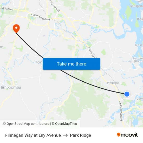 Finnegan Way at Lily Avenue to Park Ridge map