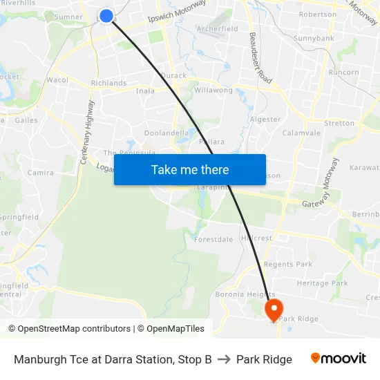 Manburgh Tce at Darra Station, Stop B to Park Ridge map