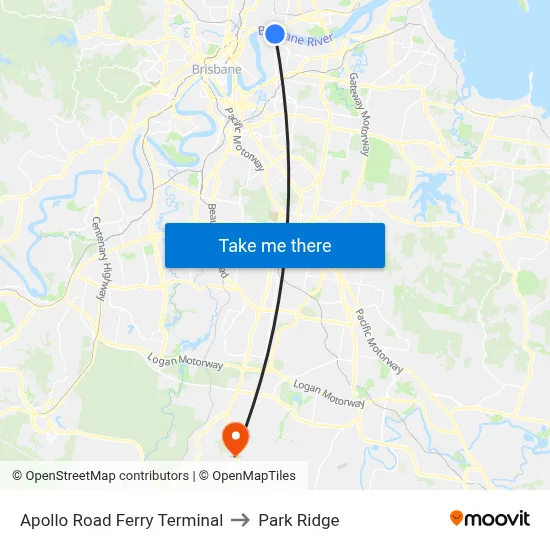 Apollo Road Ferry Terminal to Park Ridge map