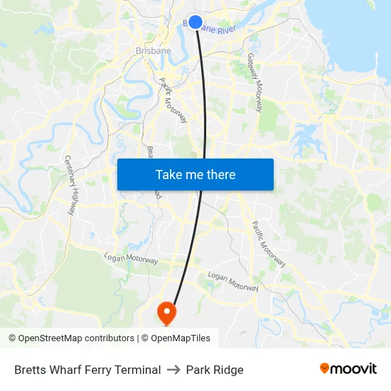 Bretts Wharf Ferry Terminal to Park Ridge map