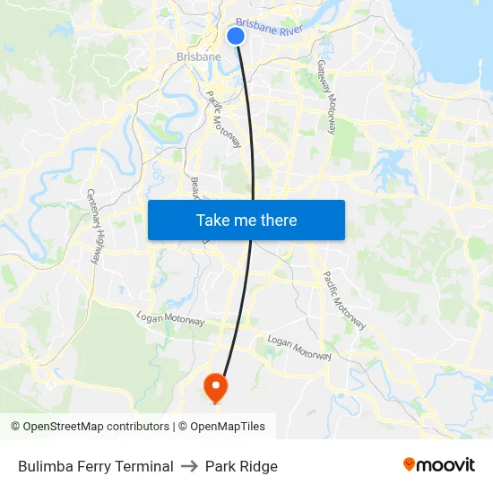 Bulimba Ferry Terminal to Park Ridge map