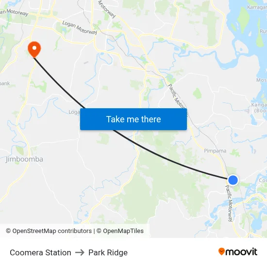 Coomera Station to Park Ridge map