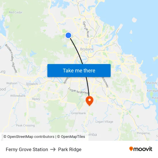 Ferny Grove Station to Park Ridge map