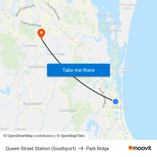Queen Street Station (Southport) to Park Ridge map