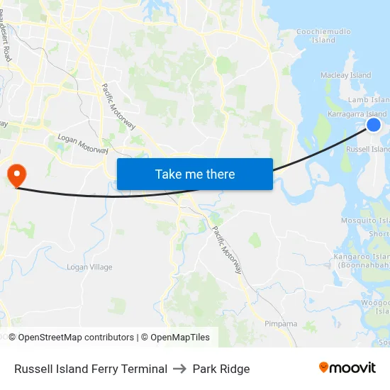 Russell Island Ferry Terminal to Park Ridge map