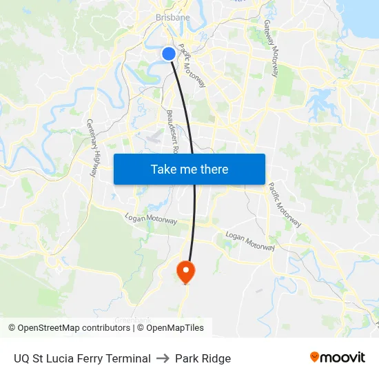 UQ St Lucia Ferry Terminal to Park Ridge map