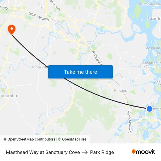 Masthead Way at Sanctuary Cove to Park Ridge map