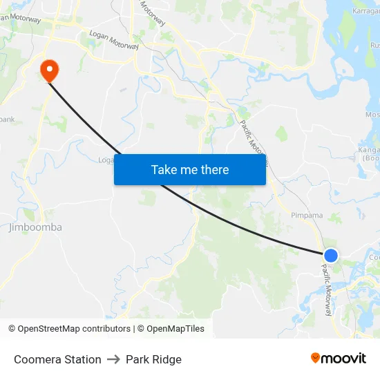 Coomera Station to Park Ridge map