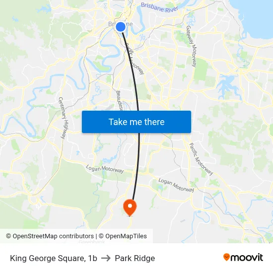 King George Square, 1b to Park Ridge map