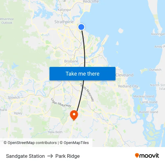 Sandgate Station to Park Ridge map
