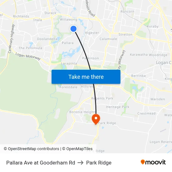 Pallara Ave at Gooderham Rd to Park Ridge map