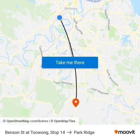 Benson St at Toowong, Stop 14 to Park Ridge map